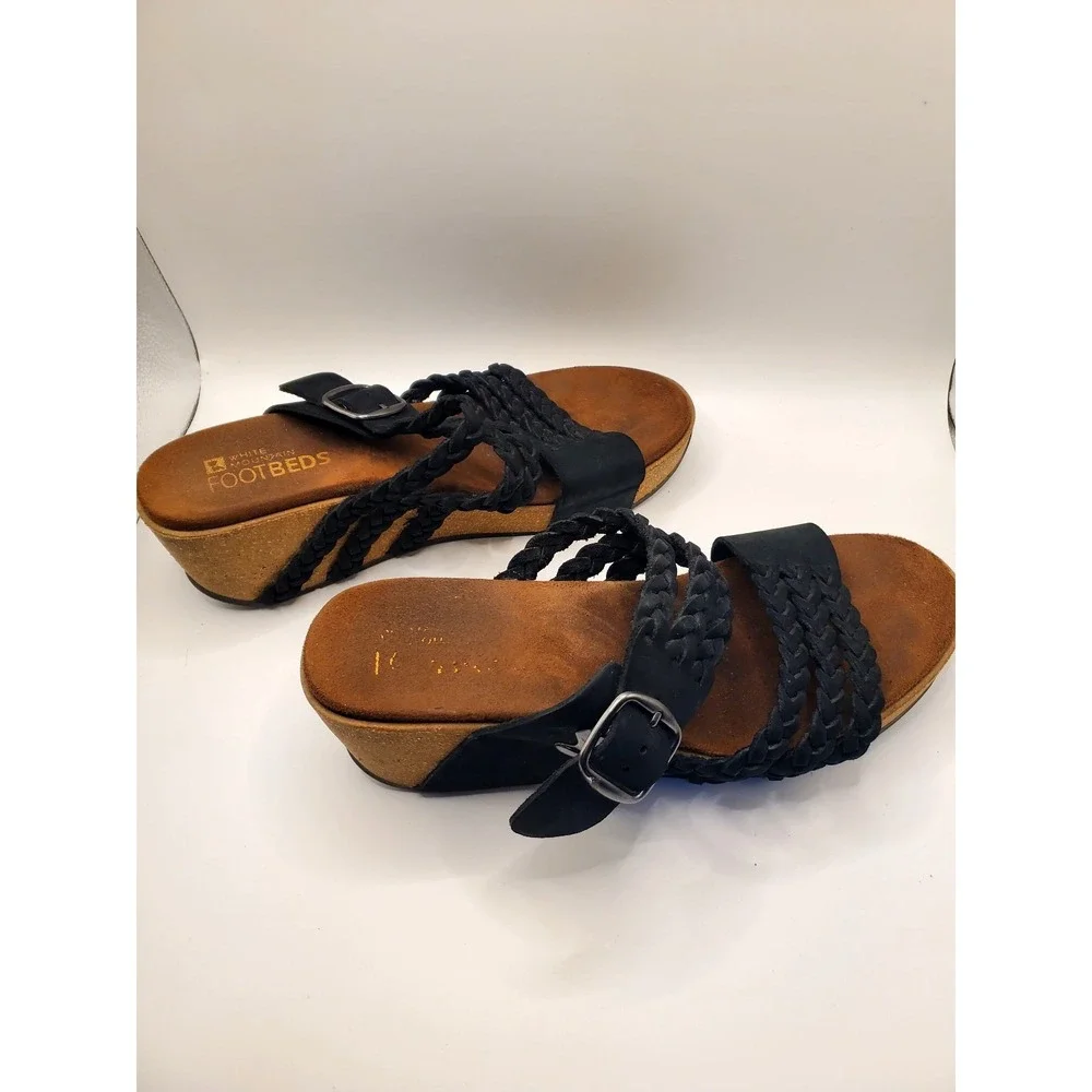 White Mountain Chantilly leather wedge sandals